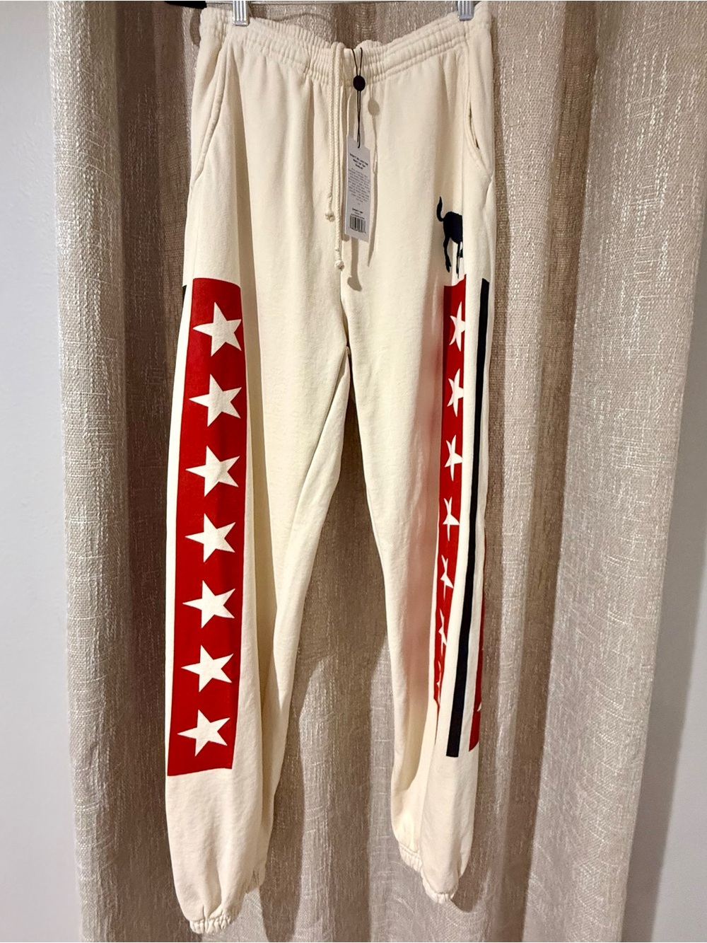 NWT Darlin Spangled Jogger Sweatpant Creme Size Small